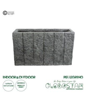 GloboStar® Artificial Garden PELLEGRINO 20765 Επιδαπέδιο Πολυεστερικό Τσιμεντένιο Κασπώ Γλάστρα - Flower Pot Γκρι Μ100 x Π31 x Υ60cm